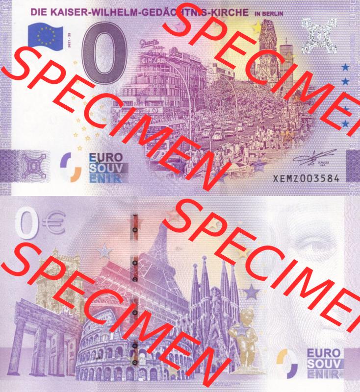 0-Euro Souvenirscheine Deutschland 2020-28, XEMZ, Die Kaiser-Wilhelm-Gedächtnis-Kirche (3) Sammlung