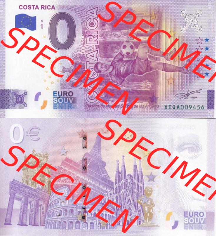 0-Euro Souvenirscheine Deutschland 2022-CR, Fußball-WM in Katar XEQA, Costa-Rica (3) Sammlung