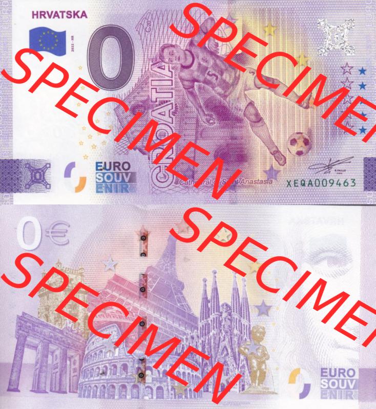 0-Euro Souvenirscheine Deutschland 2022-HR, Fußball-WM in Katar XEQA, Kroatien - Croatia - HRVATSKA (3) Sammlung