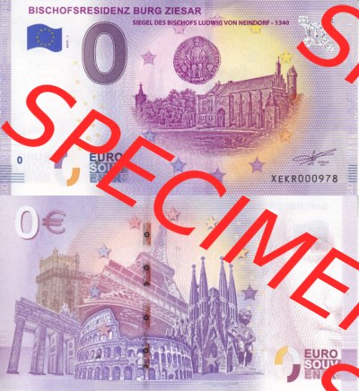 0-Euro Souvenirscheine Deutschland 2019 (Stück 1), XEKR, Bischofsresidenz Burg Ziesar - Siegel Des Bischofs Ludwig Von Neindorf... Sammlung