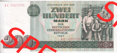 Banknote DDR 1985, 200 Mark. Vorderseite der DDR-Banknoten aus Komplettsatz der DDR-Banknoten im online Katalog auf EMBMV zum... Sammlung