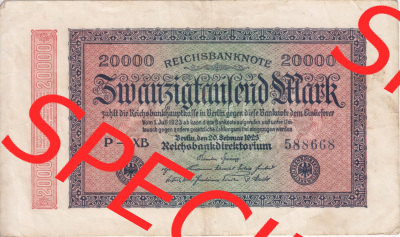 Banknote Deutsches Reich 1923, P85 20000 Mark (1) Sammlung