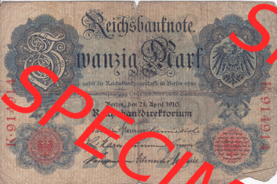 Banknote Deutsches Reich 1910, P40 20 Mark (1) Sammlung