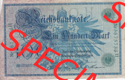 Banknote Deutsches Reich 1908, P33 100 Mark (1) Sammlung