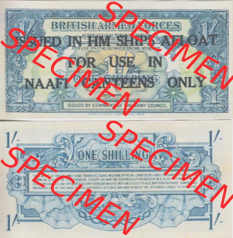 Banknoten Britisches Militär 1946-1946, 1 Schilling One Shilling. Vorderseite und Rückseite auf einen Digitalen Bild der Banknoten vom Britisches Militär 1946. Banknoten... Sammlung