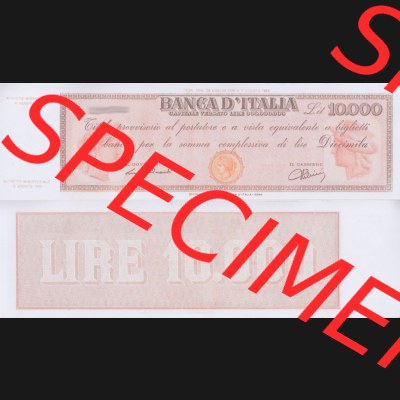 Banknoten Italien 1947-1950, 10000 Lire b. Vorderseite und Rückseite auf einen Digitalen Bild der Banknoten von Italien 1947-1950, Banknoten aus Satz der Banknoten 1947-1950 aus... Sammlung
