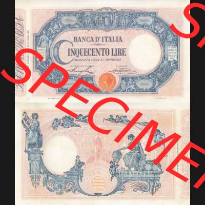 Banknoten Italien 1898-1921, Cinquecento 500 Lire. Vorderseite und Rückseite auf einen Digitalen Bild der Banknoten von Italien 1896-1926, Banknoten aus Satz der Banknoten 1896-1926... Sammlung