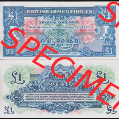 Banknoten Britisches Militär 1946-1946, 1 Pfund - One Pound. Vorderseite und Rückseite auf einen Digitalen Bild der Banknoten vom Britisches Militär 1946. Banknoten aus... Sammlung