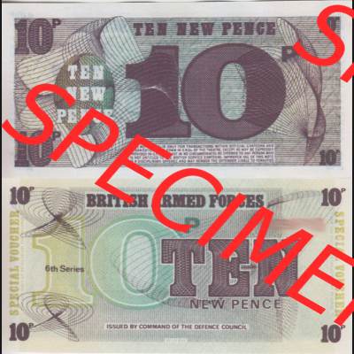Banknoten Britisches Militär 1972-1972, 10 New Pence BWC. Vorderseite und Rückseite auf einen Digitalen Bild der Banknoten vom Britisches Militär 1972. Banknoten aus... Sammlung