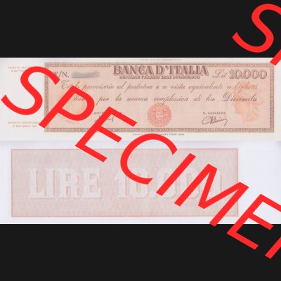 Banknoten Italien 1947-1950, 10000 Lire a. Vorderseite und Rückseite auf einen Digitalen Bild der Banknoten von Italien 1947-1950, Banknoten aus Satz der Banknoten 1947-1950 aus... Sammlung