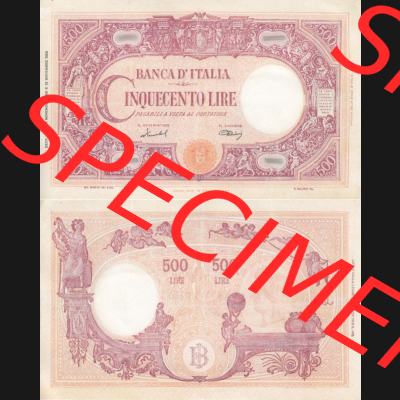 Banknoten Italien 1950-1950, Cinquecento, 500 Lire. Vorderseite und Rückseite auf einen Digitalen Bild der Banknoten von Italien 1945-1962, Banknoten aus Satz der Banknoten... Sammlung
