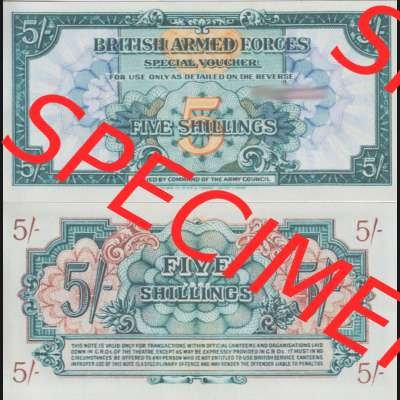 Banknoten Britisches Militär 1946-1946, 5 Schilling - Five Shillings. Vorderseite und Rückseite auf einen Digitalen Bild der Banknoten vom Britisches Militär 1946. Banknoten... Sammlung