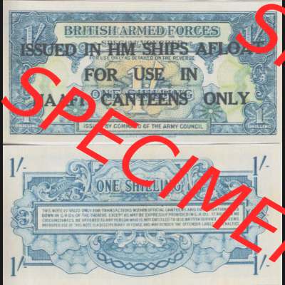 Banknoten Britisches Militär 1946-1946, 1 Schilling One Shilling. Vorderseite und Rückseite auf einen Digitalen Bild der Banknoten vom Britisches Militär 1946. Banknoten... Sammlung