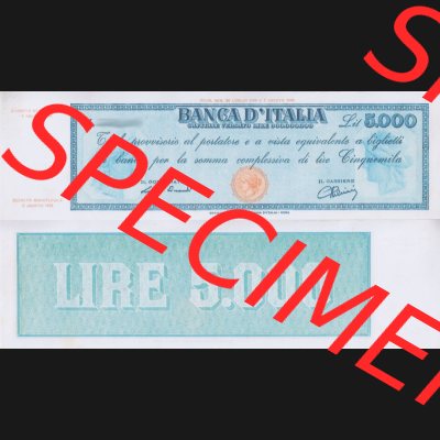 Banknoten Italien 1947-1949, 5000 Lire b. Vorderseite und Rückseite auf einen Digitalen Bild der Banknoten von Italien 1947-1950, Banknoten aus Satz der Banknoten 1947-1950 aus... Sammlung