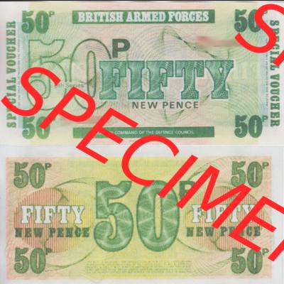 Banknoten Britisches Militär 1972-1972, 50 New Pence, TDLR. Vorderseite und Rückseite auf einen Digitalen Bild der Banknoten vom Britisches Militär 1972. Banknoten... Sammlung