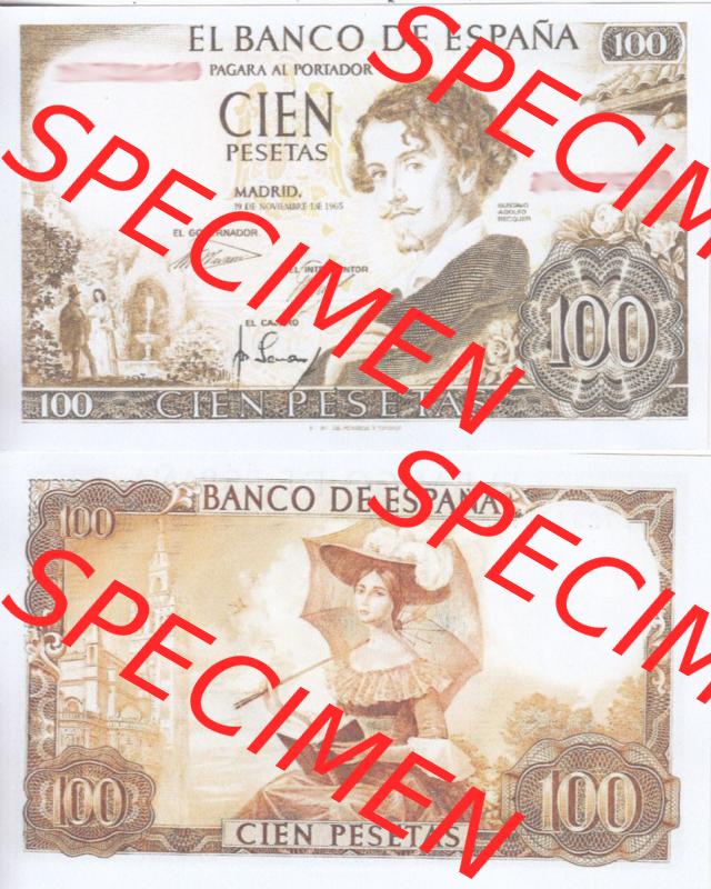 Banknoten Spanien 1965-1970, 100 Peseten. Vorderseite und Rückseite auf einen Digitalen Bild der Banknoten von Spanien 1965-1978, Banknoten aus Satz der Banknoten Spanien 1965-1978... Sammlung