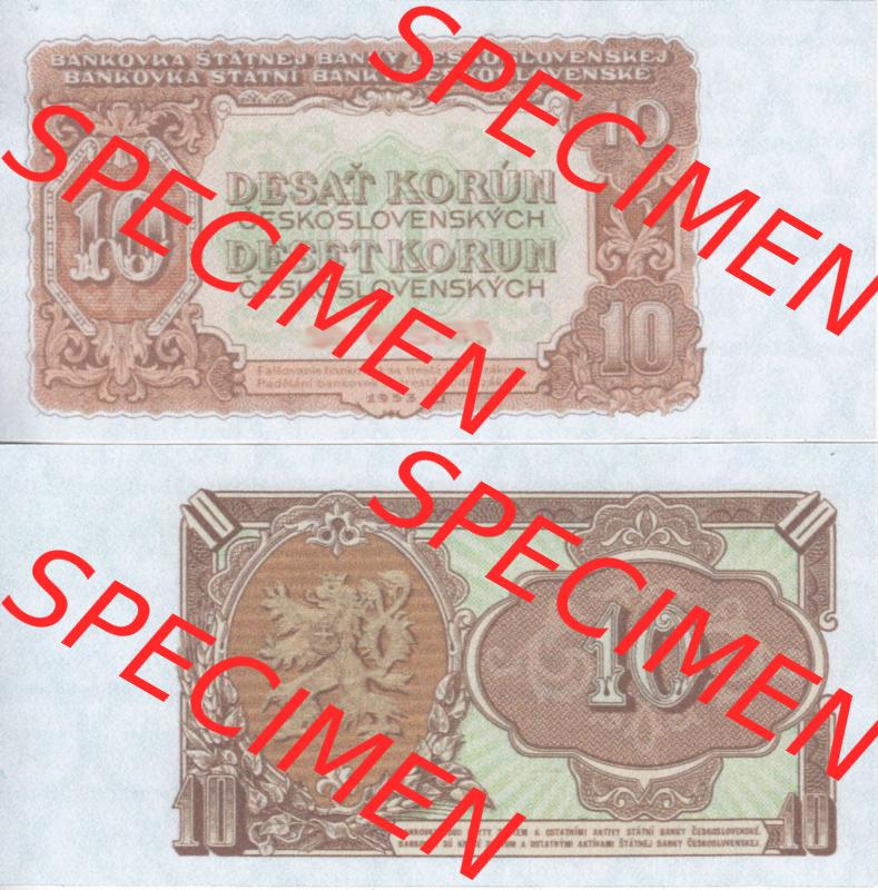 Banknoten Tschechoslowakei 1953-1953, 10 Kronen. Vorderseite und Rückseite auf einen Digitalen Bild der Banknoten der Tschechoslowakei 1953, Banknoten aus Satz der Banknoten Tschechoslowakei... Sammlung