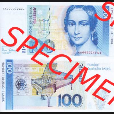 BRD Deutschland Deutsche Bundesbank 1989-1993, 100 DM-Deutsche Mark. Vorderseite und Rückseite auf einen Digitalen Bild der Banknoten Deutschland Deutsche Bundesbank 1989-1993,... Sammlung