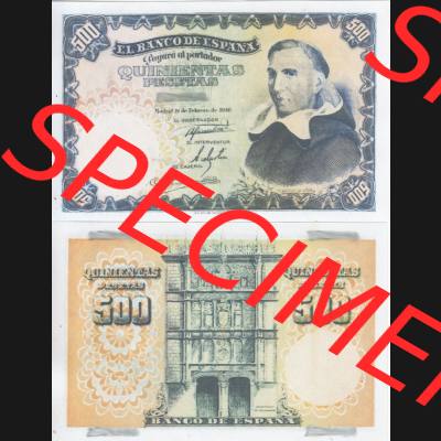 Banknoten Spanien 1946-1949, 500 Peseten. Vorderseite und Rückseite auf einen Digitalen Bild der Banknoten von Spanien 1946-1949, Banknoten aus Satz der Banknoten Spanien 1946-1949... Sammlung