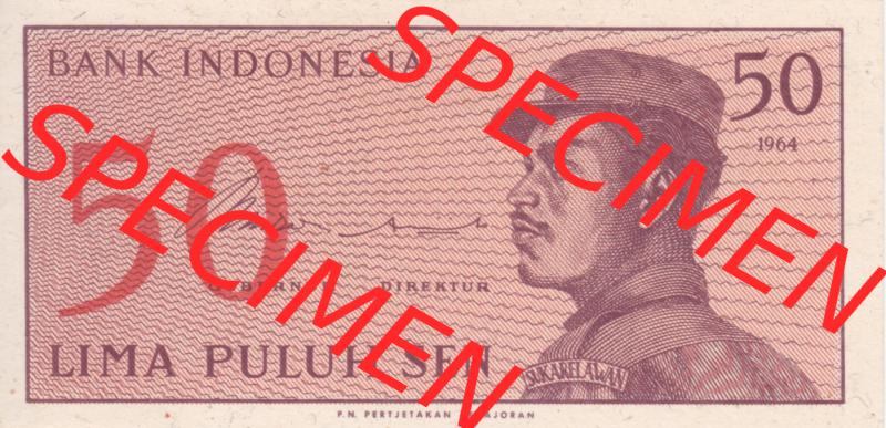 Banknote Asien Indonesien 1964, 50 San (1) Sammlung