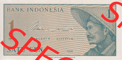 Banknote Asien Indonesien 1964, 1 San (1) Sammlung