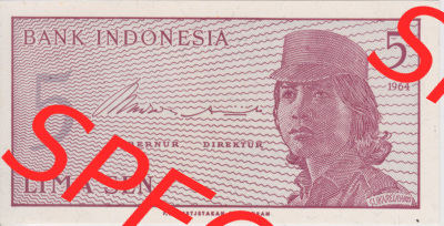 Banknote Asien Indonesien 1964, 5 San (1) Sammlung