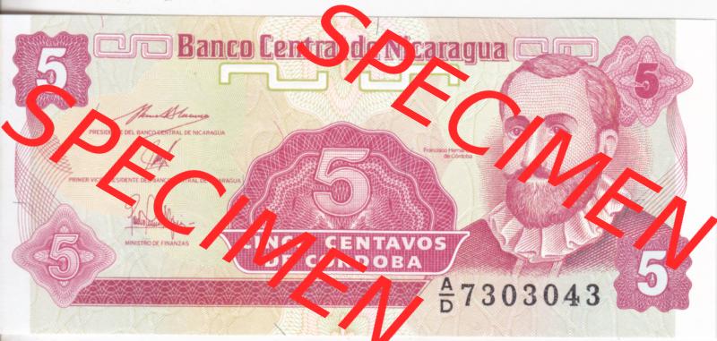 Banknoten Amerika Nicaragua 1991 p168 5 Centavos (1) Sammlung