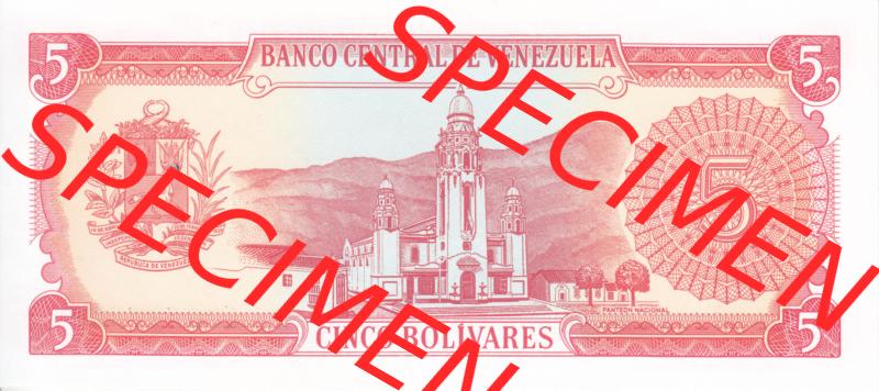 Banknoten Amerika Venezuela 1989 p70 5 Bolivares (2) Sammlung
