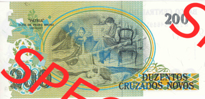 Banknoten Amerika Brasilien 1990, 200 Cruzeiros, 200 Cruzados Novos (2) Sammlung