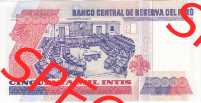 Banknoten Amerika Peru 1988, 50000 Intis (2) Sammlung