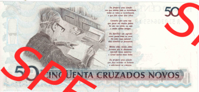 Banknoten Amerika Brasilien 1990, 50 Cruzeiros 50 Cruzados Novos (2) Sammlung
