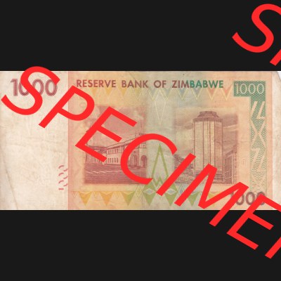 Banknoten Afrika Simbabwe 2007, 1000 Dolars (2) Sammlung