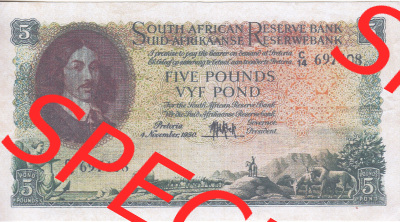 Banknoten Afrika Südafrika 1948-1959, 5 Pfund III (1) Sammlung