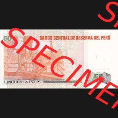 Banknoten Amerika Peru 1987, 50 Intis (2) Sammlung