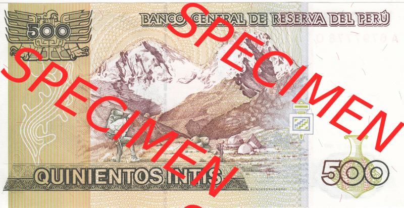 Banknoten Amerika Peru 1987, 500 Intis (2) Sammlung