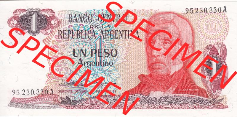 Banknoten Amerika Argentinien 1983-1984, 1 Peso Argentino (1) Sammlung