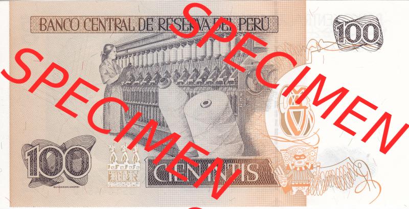 Banknoten Amerika Peru 1987, 100 Intis (2) Sammlung