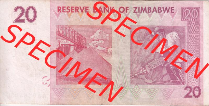 Banknoten Afrika Simbabwe 2007, 20 Dollars (2) Sammlung
