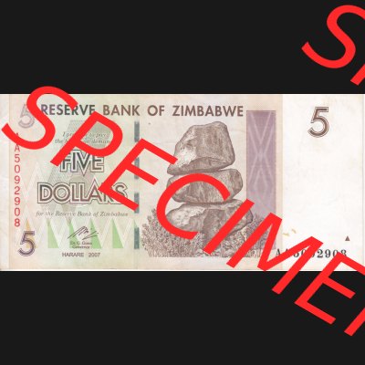 Banknoten Afrika Simbabwe 2007, 5 Dollars (1) Sammlung