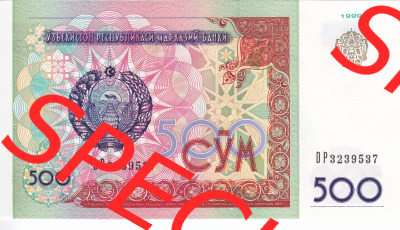 Banknoten Asien Usbekistan 1999, 500 Sum (1) Sammlung