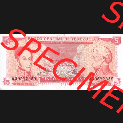 Banknoten Amerika Venezuela 1989 p70 5 Bolivares (1) Sammlung