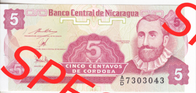 Banknoten Amerika Nicaragua 1991 p168 5 Centavos (1) Sammlung