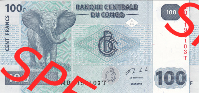 Banknoten Afrika Kongo 2013, 100 Francs (2) Sammlung