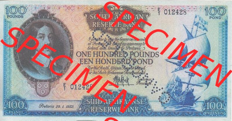 Banknoten Afrika Südafrika 1948-1959, 100 Pfund I (1) Sammlung
