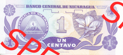 Banknoten Amerika Nicaragua 1991 p167 1 Centavo (2) Sammlung