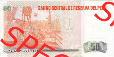 Banknoten Amerika Peru 1987, 50 Intis (2) Sammlung