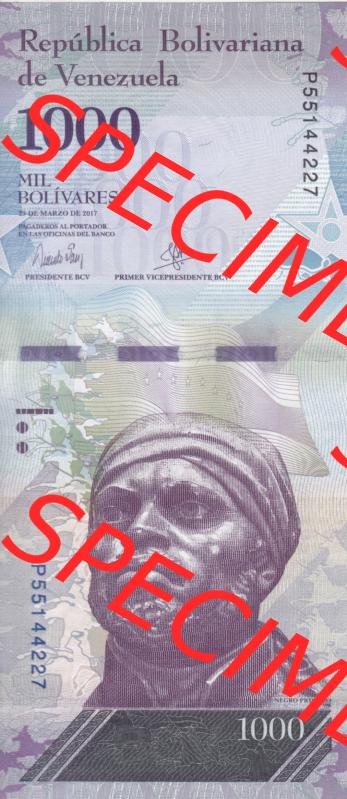 Banknoten Amerika Venezuela 2017, 1000 Mil Bolivares (1) Sammlung