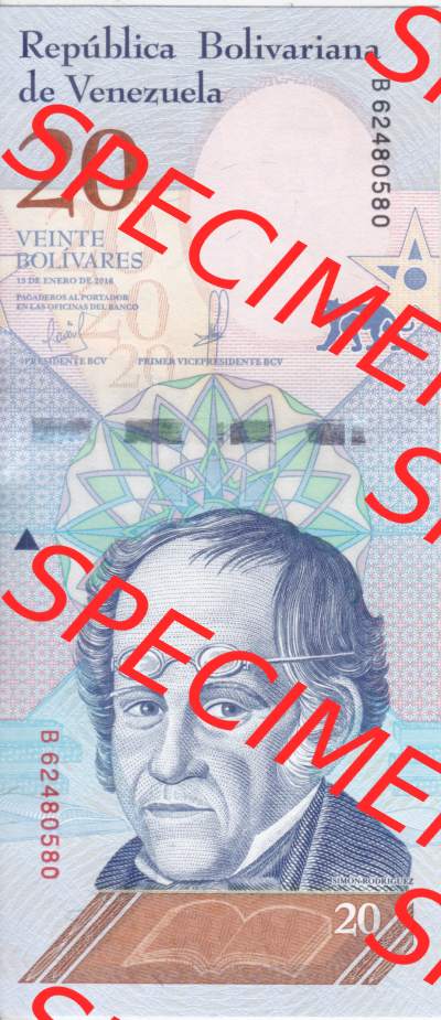 Banknoten Amerika Venezuela 2018, 20 Veinte Bolivares (1) Sammlung