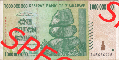 Banknoten Afrika Simbabwe 2008, 1000000000 (1) Sammlung