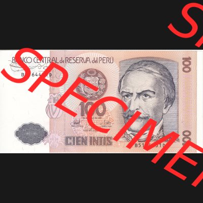 Banknoten Amerika Peru 1987, 100 Intis (1) Sammlung